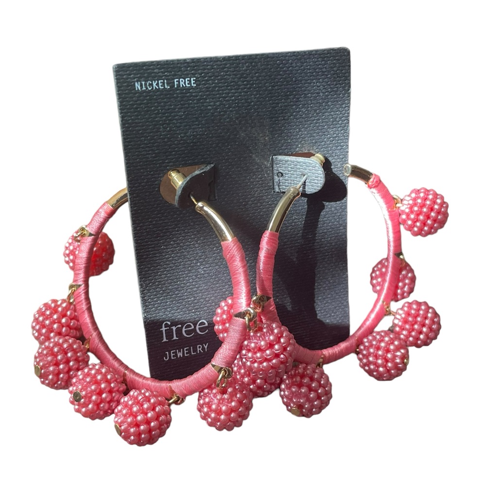Free Press Statement Hoop Pink Post Earrings